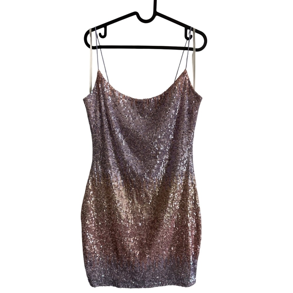 B Darlin Sequin Ombre Spaghetti Strap Mini Dress Women's Size 13 14 Party Glam‎